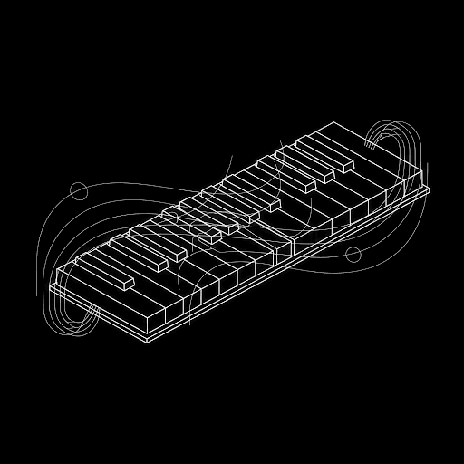 Abstract isometric piano keyboard illustration